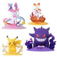 ของเล่น โปเกมอนแท้10ซม. Pikachu Gengar Sylveon ฟิกเกอร์ของขวัญของเล่นอะนิเมะตัวอย่างน่ารัก