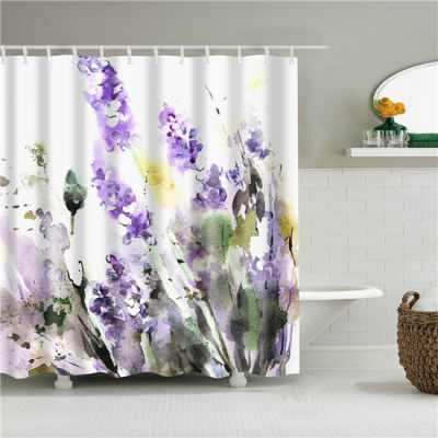 Beautiful Colorful Flower Floral Printed Shower Curtains Frabic Waterproof Polyester Bath Curtain With Hooks 180x180cm