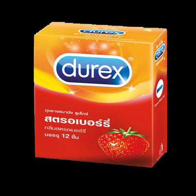 ถุงยางอนามัย DUREX Strawberry (กลิ่นหอม) 3 ชิ้น ขนาด 52.5 มม