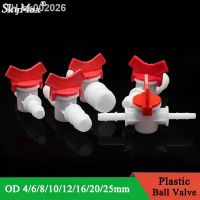 ▬✽┋ 1Pcs Platics 4mm 6mm 8mm 10mm 12mm 16mm 20mm PVC Hose Barb Two Way Plastic Ball Valve Aquarium Garden Micro Irrigation Connector