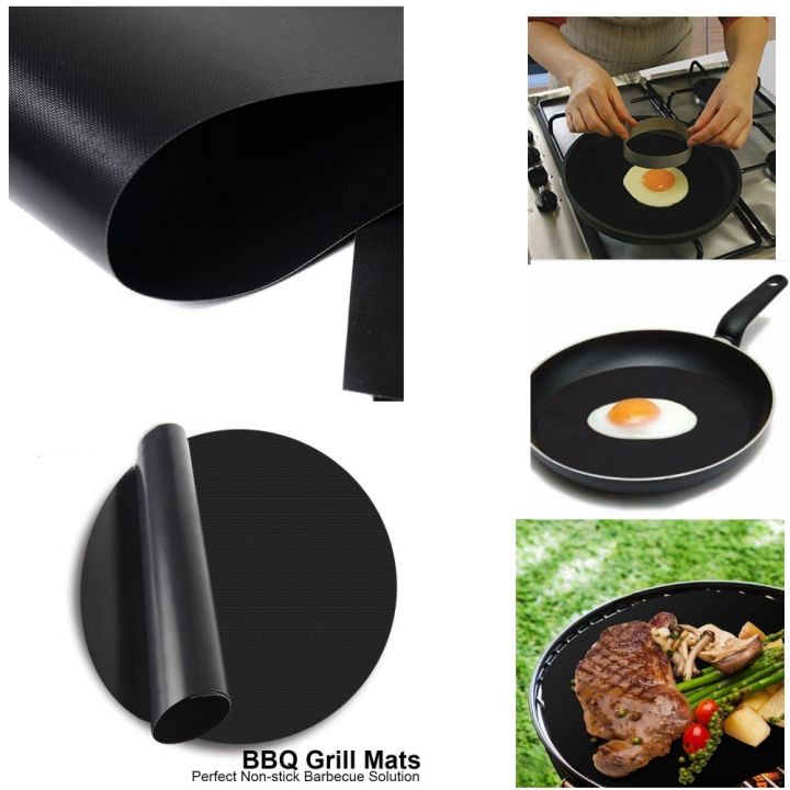 2pcs-reuseable-non-stick-mat-pan-fry-liner-sheet-cooking-wok-sheet-pad-kitchen-bbq-baking-mats-cooking-tool-round-24cm-diameter