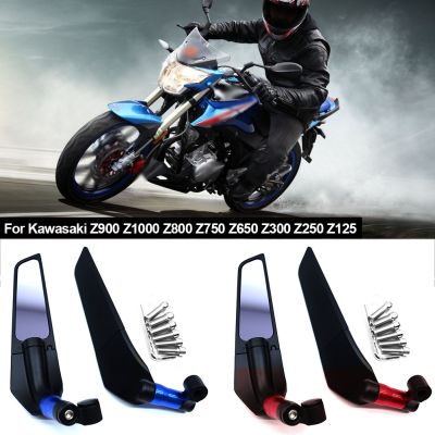 2X Motorcycle Rotating Side Wing Rearview Mirror Winglet Moto Accessories For Kawasaki Z900 Z1000 Z800 Z750 Z650 Z300 Z250 Z125