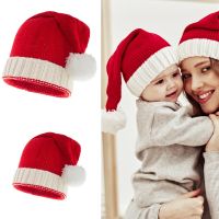 【cw】 Christmas Parent Child HatPompom KidsBoy BeanieCapColor Warm Crochet Mom Baby Bonnet Hat for Children