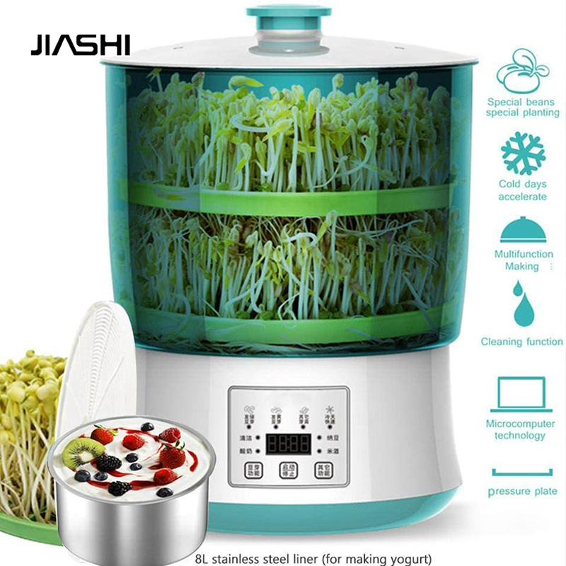 JIASHI เครื่องปลูกถั่วงอกถั่วเหลืองGrow Bean Sproutsต้นกล้าข้าวสาลีโยเกิร์ตไวน์ข้าว