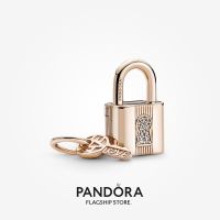 Official Store Pandora 14k Rose Gold-Plated Padlock &amp; Key Dangle Charm