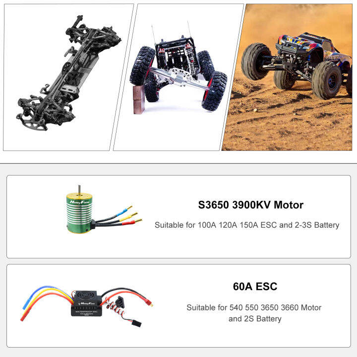 อัพเกรดกันน้ำ3650-4300kv-3900kv-brushless-motor-3-175มม-เพลา60a-esc-ชุด-combo-และการเขียนโปรแกรมการ์ดสำหรับ1-10-rc-รถ