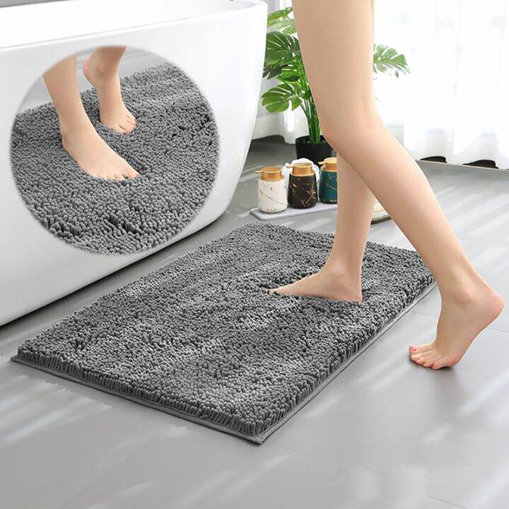 Chenille Bath Rugs Extra Soft Fluffy Bathroom Rug Mat Absorbent Non