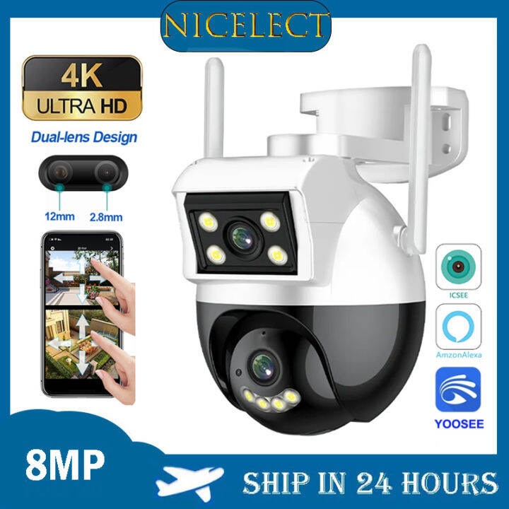 NICELECT WIFI camera yoosee, 8MP, 4K dual lens wireless outdoor camera ...