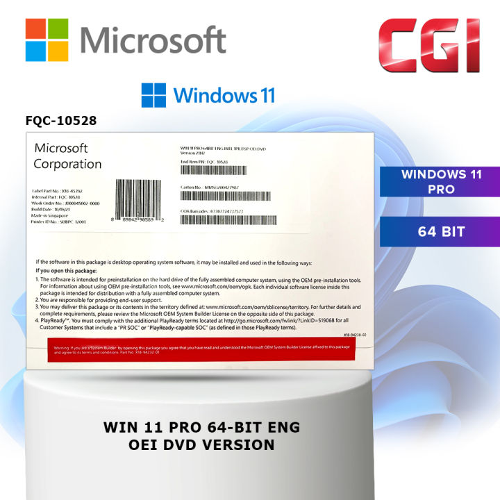 Microsoft Windows 11 Pro 64-bit, DVD 