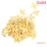 Shipiaoya ขั้วต่องานหัตถกรรมโลหะเครื่องประดับ DIY ลายเส้นใบไม้100ชิ้นสำหรับทำเครื่องประดับ