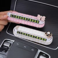 Women Car Temporary Parking Card Car Bling Kit Glittering Hidden Telephone Number Plate Magnetic Auto Park Stop Card Accessories