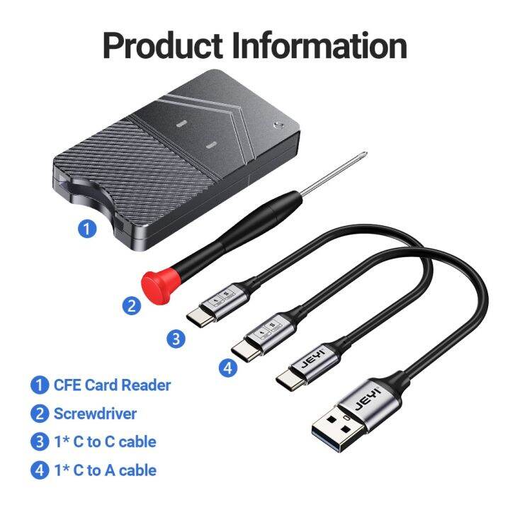 เครื่องอ่านการ์ด-jeyi-cfexpress-เครื่องอ่าน10gbps-ชนิด-cfe-type-b-อะแดปเตอร์เมมโมรี่การ์ดเคสอลูมิเนียมสำหรับ-windows-macos-android