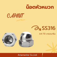 น็อตหมวก น็อตหัวหมวก Capnut Ss316  น็อตสแตนเลส เกรดมารีน316 กันสนิม สามารถใช้กับน้ำทะเลได้