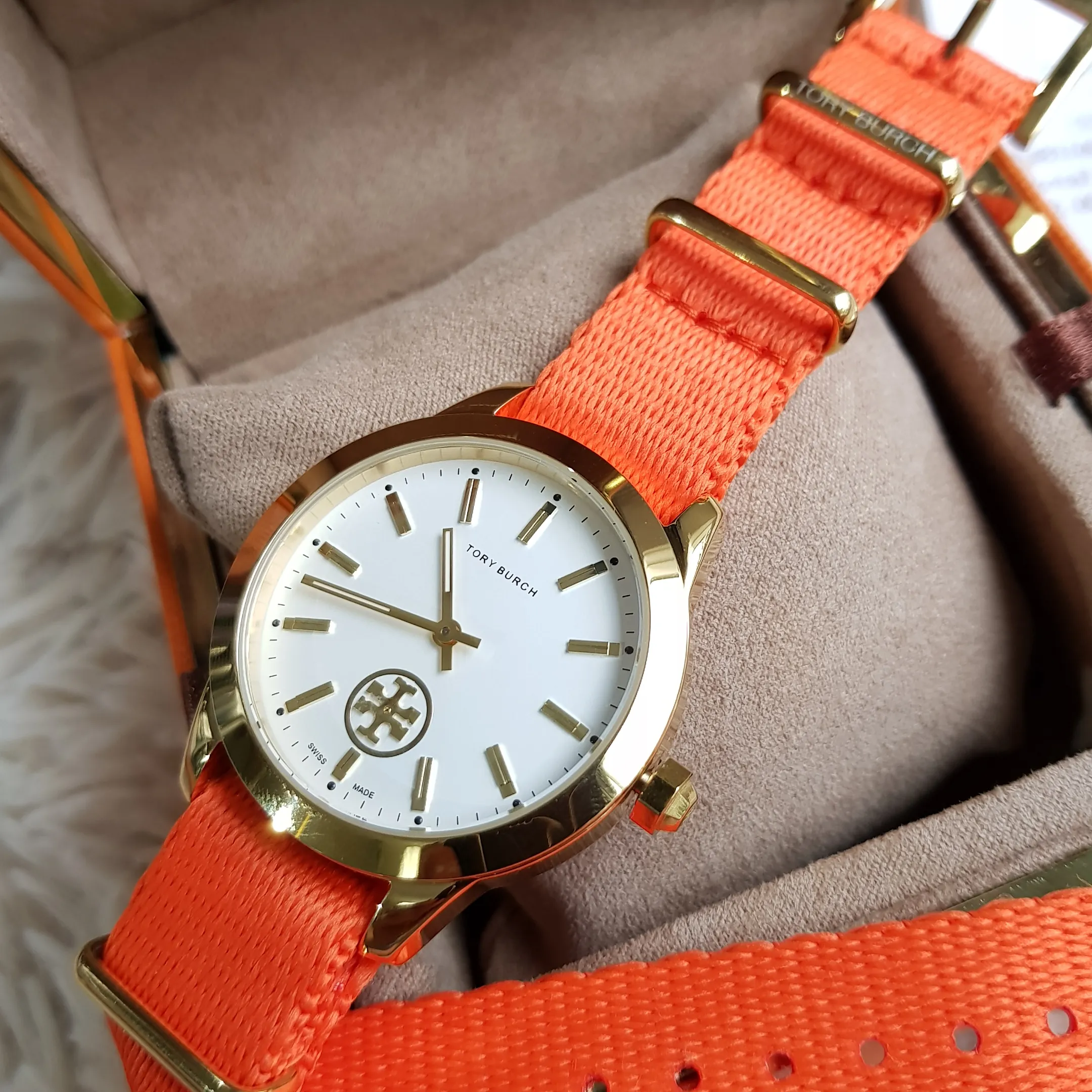 .Y . The Collins Grosgrain Watch In Orange Strap 38mm | Lazada  PH