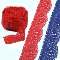 [HOT!] 5yards red net lace elastic lace trim Embroidery 30mm width white lace fabric DIY Stretch lace ribbon Sewing Trimming decoration