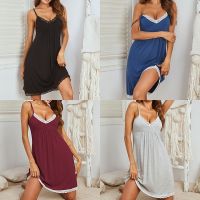 【 WYIN kitchen】 2023 Women 39;s Dress Summer European And American Lace Modal Strap Home Wear Pajamas Nightdress