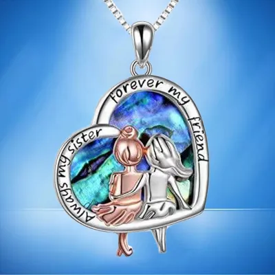 Luxury Designer Infinity Love Heart Abalone Shell Sisters Pendant Necklace Valentines Day Gift Jewelry Gift for Sister Collares