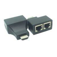 2ชิ้น HDMI-เข้ากันได้กับ RJ45แปลงพอร์ตแบบคู่สายเคเบิลเครือข่ายที่ขยายมากกว่า Cat5e สาย Cat6 1080P สำหรับเอชดีทีวีเอชดีพีซี PS3อะแดปเตอร์ STB