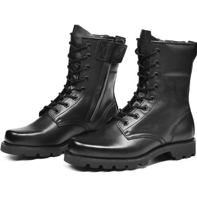 2019 Spring Men Military Boots Genuine Leather Steel Toe Shoes Lace Up Black Waterproof Work Boots Men Platform Motorcycle Boot