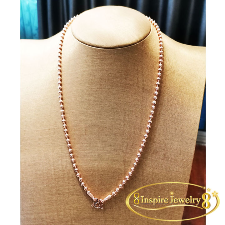 inspire-jewelry-สร้อยคอเม็ดอิตาลี-สีทองชมพู-pink-gold-มีให้เลือกระหว่าง-ยาว-24-นิ้ว-งานแบบร้านทองตัดลายวิ้งๆ-งานสวย-ปราณีต-พร้อมถุงก