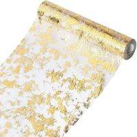 Table Runner, Sparkling Polyester Tulle Ribbon Roll with Gold Foil,Birthday Party Wedding Christmas Decor