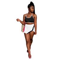 【LZ】﹊  Sexy shorts saia 2 peça conjunto de roupas femininas conjuntos de correspondência cabresto colheita superior colete   mini saia assimétrica verão novas roupas 2021