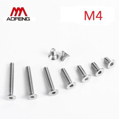 M4 304 Stainless Steel Hexagon Socket Countersunk Head Screws M4*6 8 10 16 20 22 25 35 40 50 55 65 75 80mm DIN7991 Full Thread Nails  Screws Fasteners