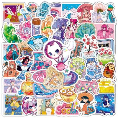 10/20/50pcs Cute Girl Aesthetic Stickers Kawaii Cartoon Stationery Scrapbook Laptop Phone Case Diary Sticker Decal Kids Gift Toy