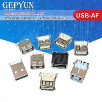 10PCS Connector USB-AF Female Socket DIP SMD Vertical Single Layer USB Socket Interface Mini USB-3.1 10 16 24P Square USB socket WATTY Electronics