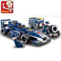 196ชิ้นSluban 0351เมืองF1สูตรรถแข่งอาคารบล็อกเข้ากันได้กับLEGOEเด็กประกอบของเล่น