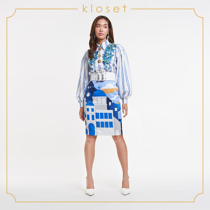 kloset-greece-print-skirt-ss20-s003-กระโปรงแฟชั่น-กระโปรงสั้น-กระโปรงพิมพ์ลาย-เสื้อผ้าแฟชั่น