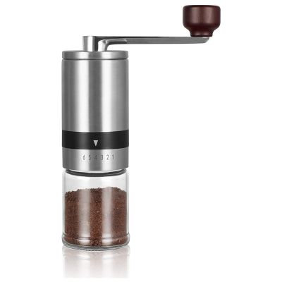 （HOT NEW）เครื่องบดกาแฟด้วยมือเครื่องชงกาแฟด้วยมือ WithBurrs 6การตั้งค่าที่ปรับได้ Hand Crank (ตรง)
