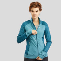 เสื้อแจ็คเก็ตผ้าฟลีซผู้หญิงสำหรับใส่เดินป่าบนภูเขา สีน้ำเงิน WOMENS MOUNTAIN WALKING FLEECE JACKET BLUE QUECHUA