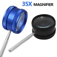 1Pc Zinc Alloy Handheld Magnifier 35X Black Magnifying Glass K9 Optical Lens Removeable Silver Handle Jewelry Loupe Reading Book