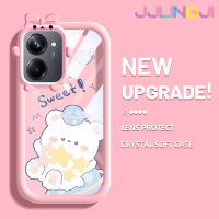 Jlingji เคสสำหรับ Realme 10 Realme 10 Pro Plus 5G เคสลายการ์ตูนหมีน้อยน่ารักสีสันสดใสนิ่มสำหรับเลนส์กันกระแทกแบบใสเคสมือถือความคิดสร้างสรรค์โปร่งใสเรียบง่ายฝาครอบป้องกันซิลิโคน