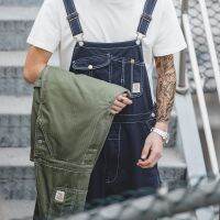 Safari สไตล์ Multi-Pocket Overalls Streetwear Work Cargo Jumpsuit Retro ตรงขากางเกง Dungarees Baggy กางเกง Bib