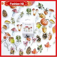 FASHIONHA 184PCS สติกเกอร์ติดป่า สติ๊กเกอร์รูปเห็ด หลากสี สติ๊กเกอร์ลายต้นไม้ สติกเกอร์รูปผลไม้ สติกเกอร์สมุดติดรูป ศิลปะและงานฝีมือ DIY