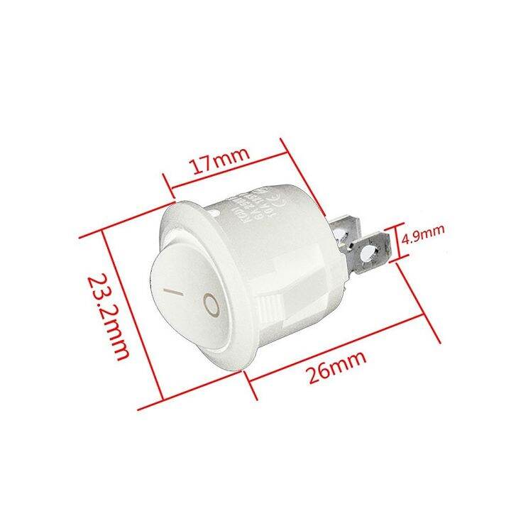 คันโยก2ขาเทอร์มินอล-spst-เปิด-ปิด12v-5x-ขนาดเล็กสีขาวกลมสวิทช์20มม