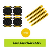 ；‘【】- 8Pcs Car Door Bowl Handle Protective Sticker Reflective Anti-Collision Protection Strip Carbon Fiber Sticker Car Accessories