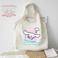 กระเป๋าสะพายไหล่ลําลอง ผ้าแคนวาส พิมพ์ลาย Cinnamoroll น่ารัก จุของได้เยอะ แฟชั่นสําหรับสตรี 【BYUE】