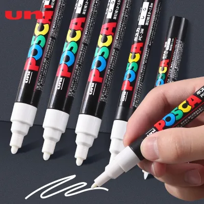 1pcs Uni Posca White Marker PenPC-1M 3M 5M Acrylic Waterproof Permanent Marking Graffiti Paint Pen for Rock Wood Leather Stone