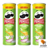 PRINGLES พริงเกิ้ล มันฝรั่งทอดกรอบ รสซาวครีมและหัวหอม 107 กรัม (ทั้งหมด 3 ชิ้น) [Pringles pinkle, crispy potato chips Soft cream and onions 107 grams (all 3 pieces)]