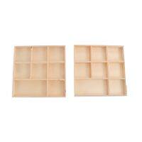 【YF】 2pcs Wooden Divided Tray Organizer Caddy Boxes Rustic Wood Box Drawer