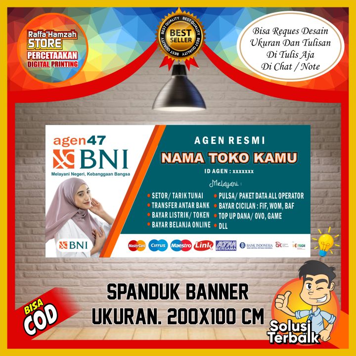 Spanduk, Banner Agen BNI Link ukuran 200x100 cm | Lazada Indonesia