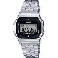 Casio Digital นาฬิกาข้อมือผู้หญิง เพชรแท้ กระจกตัดหลายเหลี่ยม สายสแตนเลส รุ่น A159WAD-1, A159WGED-1