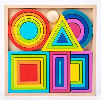 Geometric Shape Rainbow Building Blocks มาเรียนรู้สีสันและรูปทรงต่างๆ ด้วยบล็อคไม้กันค่าาา