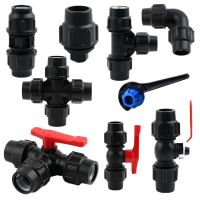 20~50mm Black PVC PE Tube Tap Water Splitter Plastic Valve Connector Garden Farm Irrigation Water Pipe Hose Joint Accessories Watering Systems  Garden