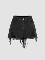 Cider Denim Raw Hem Wide Leg Shorts