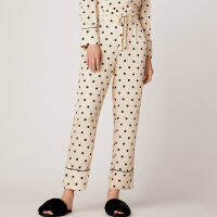 [COD] สเปน O Home Wave Dot Oatmeal Pyjamas ผู้ชายและผู้หญิงชุดบางชุดผ้าฝ้ายใส่ในบ้านชุดนอนสำหรับคู่รัก