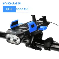 4 in 1 Bicycle Lamp Front Bike LED Light with Bike Bell Function + Phone GPS Navigation Phone Holder Handlebar Stand